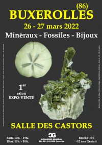 1er SALON MINERAUX FOSSILES BIJOUX de BUXEROLLES (Vienne). Du 26 au 27 mars 2022 à BUXEROLLES. Vienne.  10H00